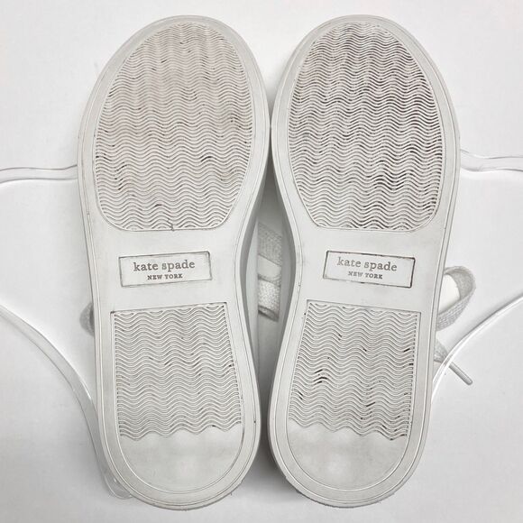 Kate Spade Angelise Leather Silhouette Sneakers Size 8.5B White Gold Lace-up - Picture 7 of 9